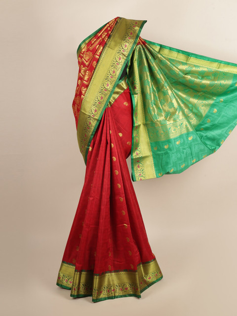 

Pothys Red & Green Woven Design Zari Art Silk Saree