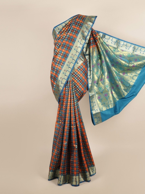 

Pothys Multicolor Checked Art Silk Saree, Multi