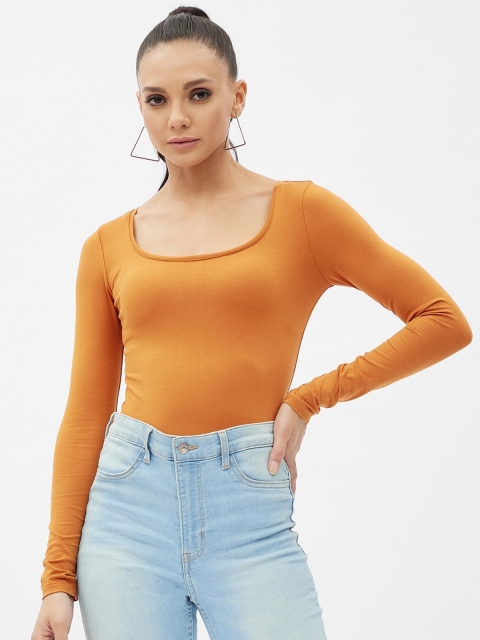 

Harpa Women Mustard Yellow Cotton T-shirt