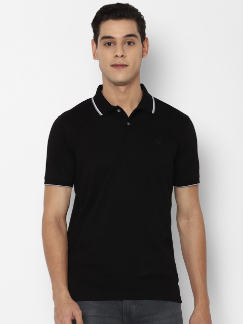 

Allen Solly Men Black Solid Polo Collar Pure Cotton T-shirt