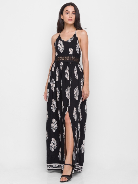 

LYKKEIN Women Black Ethnic Motifs Maxi Dress
