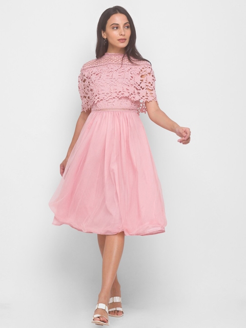 

LYKKEIN Women Pink Fit & Flare Dress