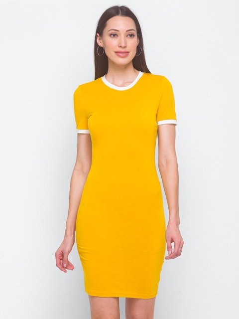 

LYKKEIN Mustard Yellow Bodycon Dress