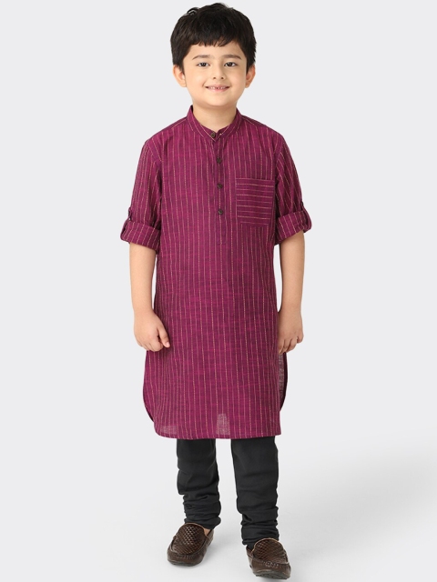 

Fabindia Boys Purple Striped Pathani Kurta