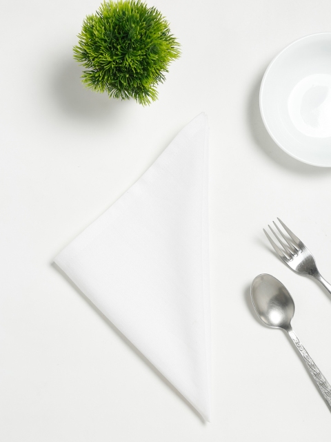 

Fabindia Set Of 4 White Solid Cotton Table Napkins