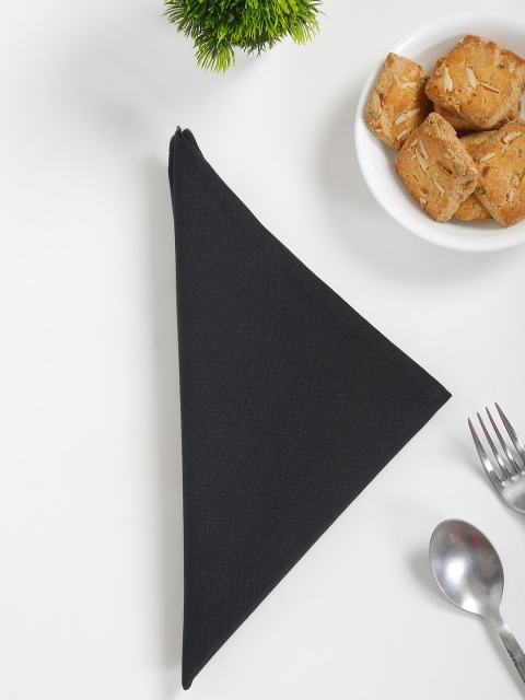 

Fabindia Set Of 4 Black Solid Pure Cotton Table Napkins