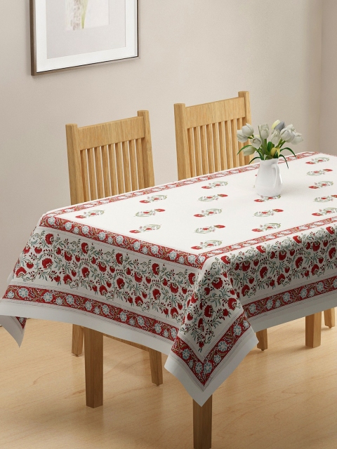 

Fabindia Beige & Red Printed Cotton Table Cover