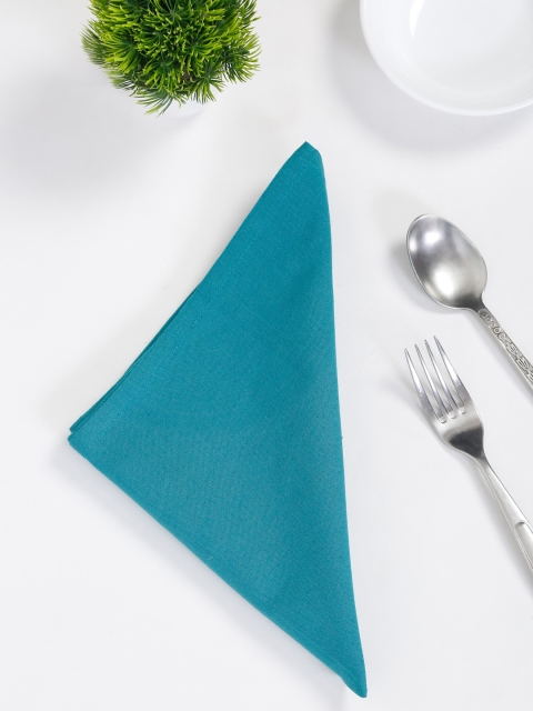 

Fabindia Set Of 4 Teal Blue Woven Cotton Table Napkins