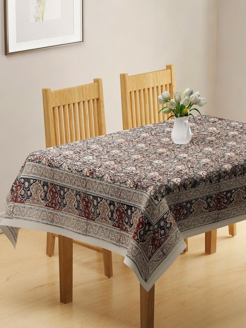 

Fabindia Grey & Red Printed Cotton Square Table Cover