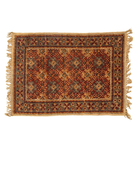 

Fabindia Red & Mustard-Yellow Printed Kalamkari Cotton Dhurrie