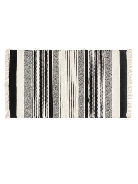 

Fabindia Black & Grey Striped Cotton Floor Mats