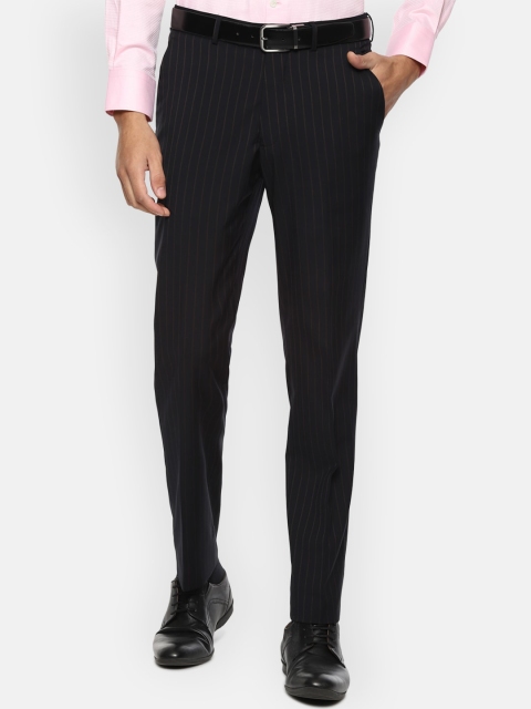 

Luxure by Louis Philippe Men Black Striped Slim Fit Formal Trousers