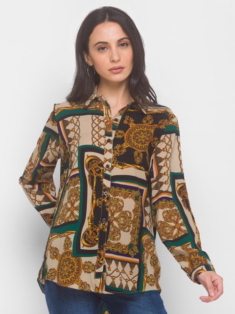 

LYKKEIN Multicoloured Mandarin Collar Shirt Style Top, Multi