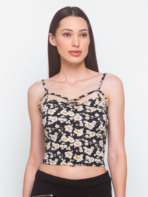 

LYKKEIN Multicoloured Floral Fitted Crop Top, Multi