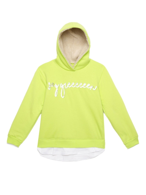 

UNDER FOURTEEN ONLY Girls Green Printed Hooded Sweatshirt