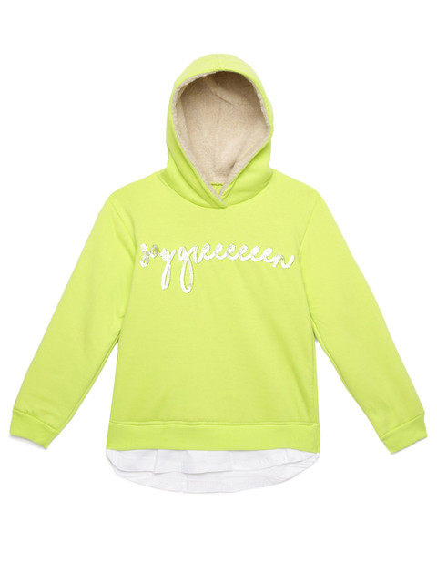 

UNDER FOURTEEN ONLY Girls Green Printed Hooded Sweatshirt