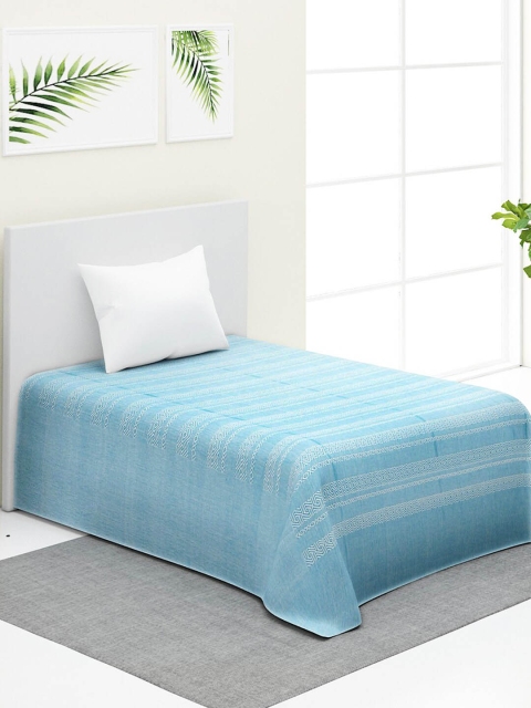 

Fabindia Turquoise Blue Woven-Design Cotton Single Bed Cover