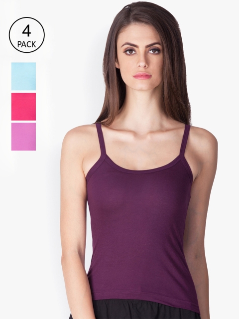 

Lux Cozi Women Pack Of 4 Assorted Pure Combed Cotton Camisoles