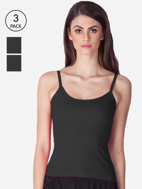 

Lux Cozi Women Pack Of 3 Black Solid Camisoles