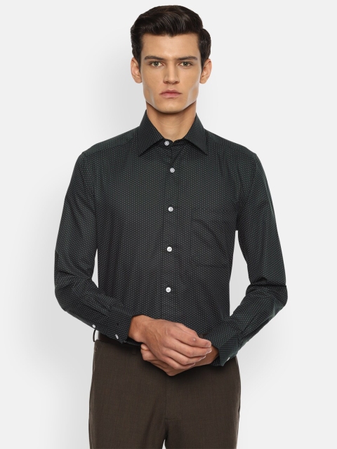 

Louis Philippe Men Black Opaque Printed Cotton Formal Shirt