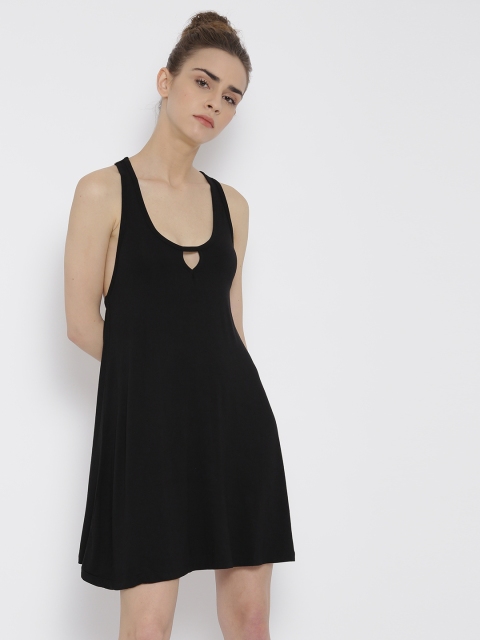 

FOREVER 21 Women Black Solid A-Line Dress