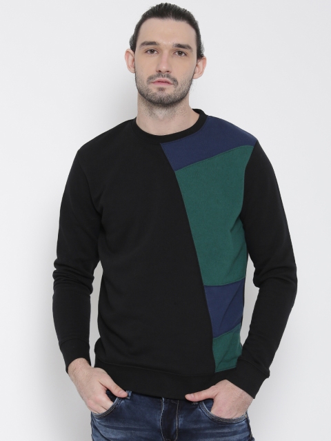 

United Colors of Benetton Black & Green Colourblocked Sweatshirt