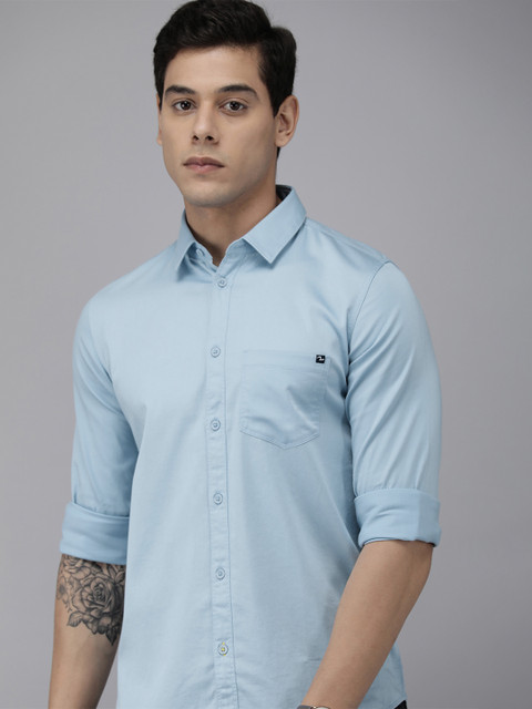

SPYKAR Men Blue Slim Fit Pure Cotton Casual Shirt