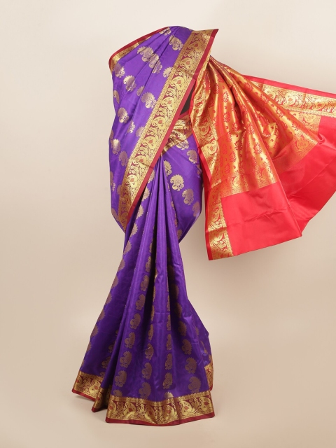 

Pothys Violet & Orange Paisley Zari Art Silk Saree