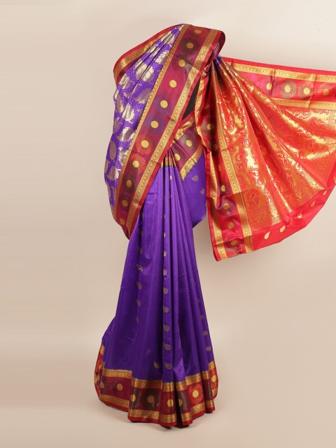 

Pothys Women Violet Printed Art Silk Saree