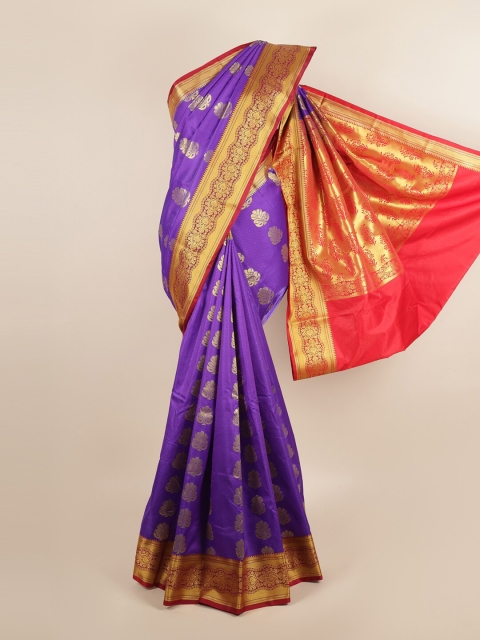 

Pothys Violet & Maroon Ethnic Motifs Art Silk Saree