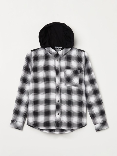 

Fame Forever by Lifestyle Boys Black Tartan Checks Opaque Checked Casual Shirt