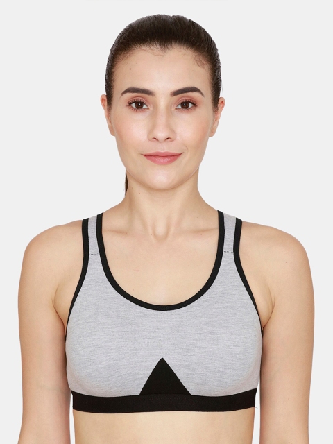 

Rosaline by Zivame Grey & Black Workout Bra