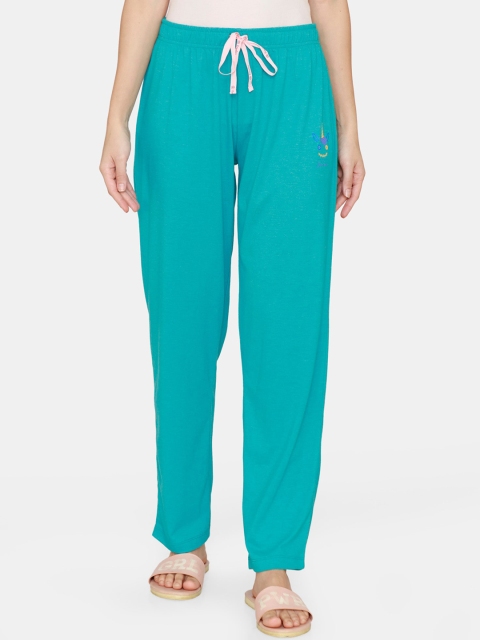 

Rosaline by Zivame Women Sea Green Solid Lounge Pants
