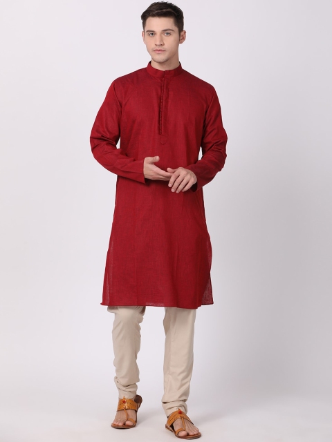 

TABARD Men Maroon Regular Pure Cotton Kurta with Churidar