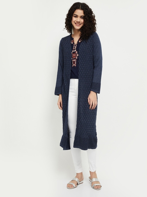 

max Women Blue Longline Acrylic Shrug