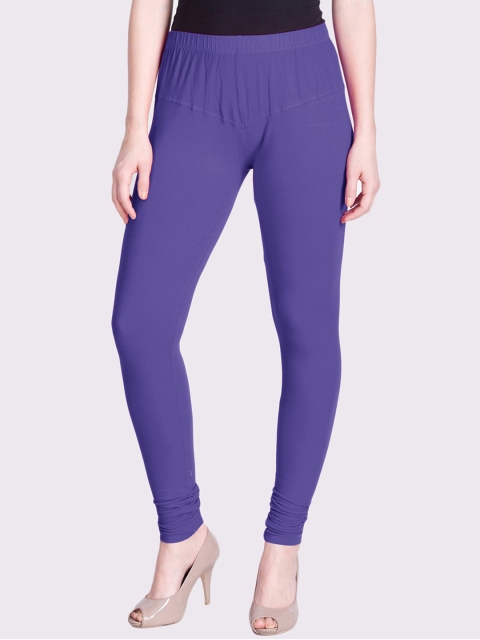 

LYRA Women Violet Solid Snug-Fit Churidar-Length Leggings