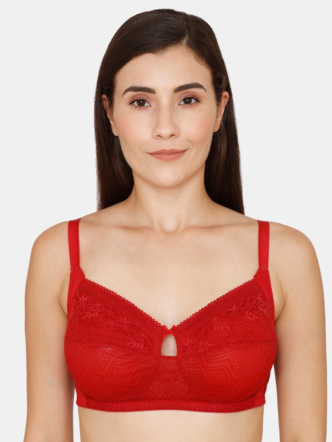

Zivame Red Floral Lace Everyday Bra
