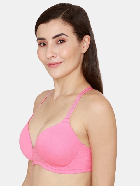 

Zivame Women Pink Solid Lightly Padded T Shirt Bra