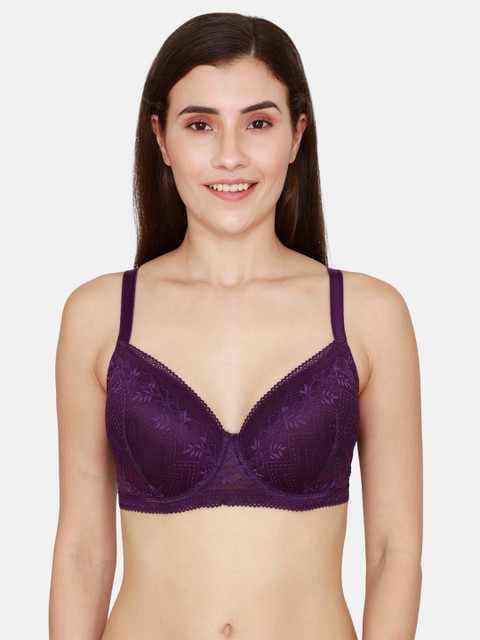 

Zivame Purple Floral T-shirt Bra Underwired Lightly Padded