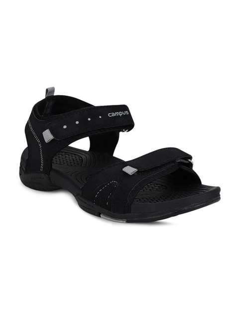 

Campus Men Black Solid Sports Sandals