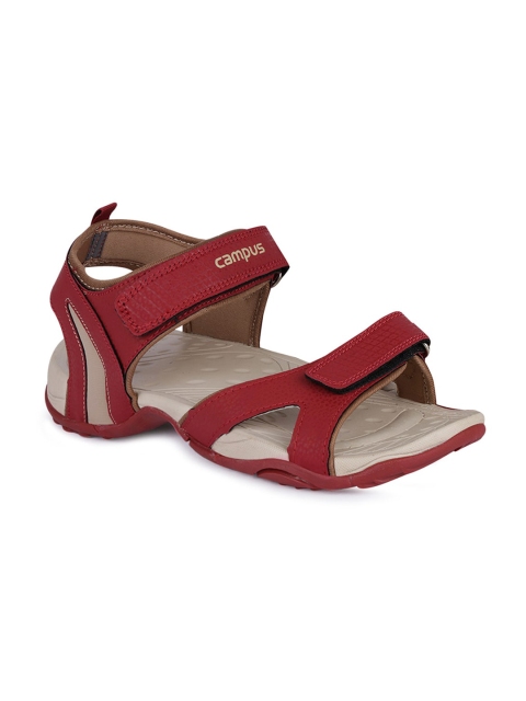

Campus Men Rust-Brown & Beige Solid Sports Sandals