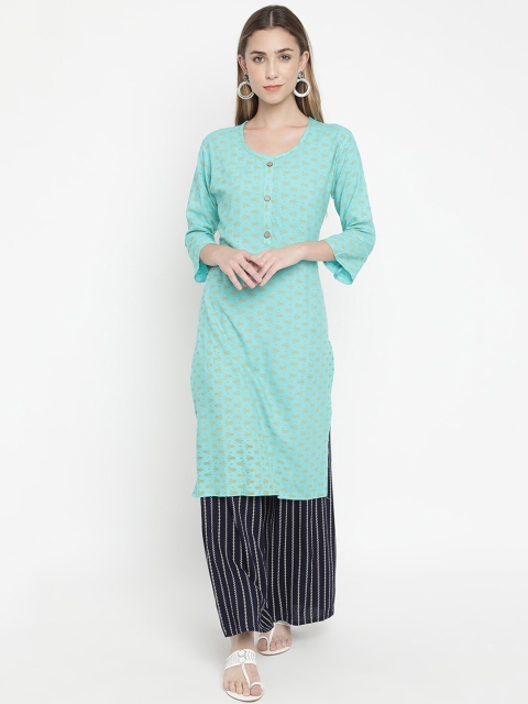 

V2 Value & Variety Women Blue Regular Kurta with Palazzos