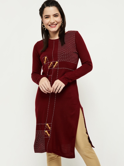 

max Women Maroon Printed Kurta