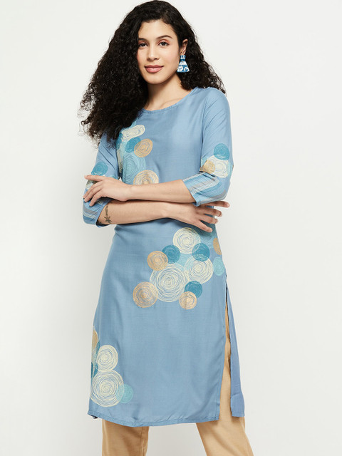 

max Women Blue Geometric Printed Kurta