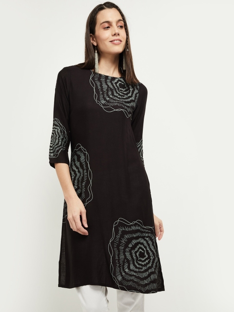 

max Women Black & Off White Printed Kurta