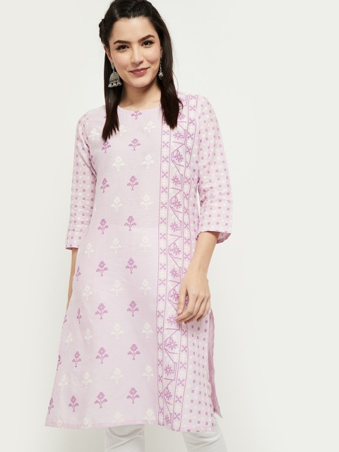 

max Women Pink Geometric Printed Kurta