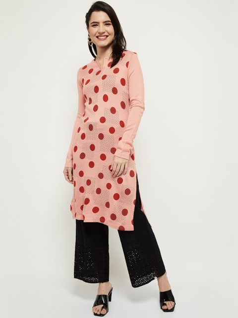 

max Women Peach-Coloured Printed Kurta