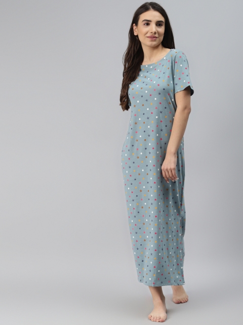 

Marks & Spencer Grey & Navy Blue Printed Maxi Nightdress