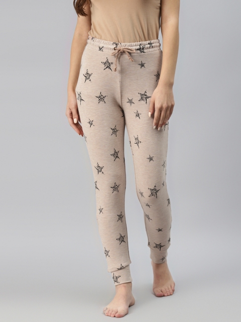 

Marks & Spencer Women Beige & Black Star Printed Lounge Joggers