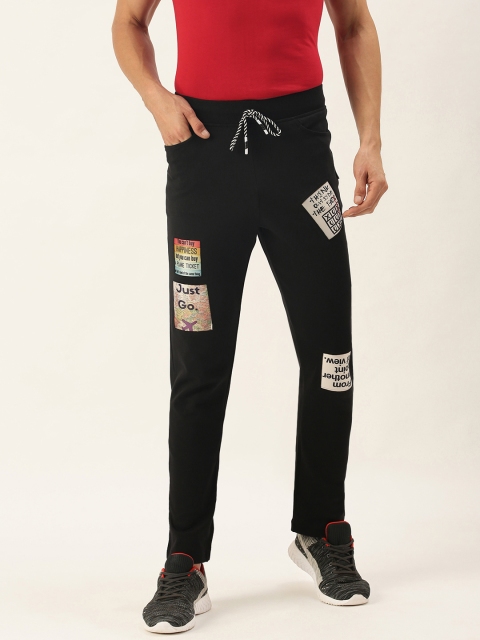 

Yuvraah Men Black Printed Track Pants with Rapid Dry